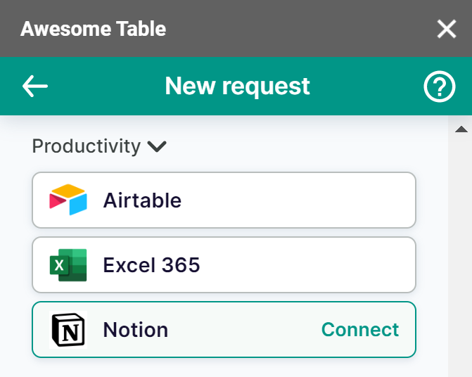 The Notion connector is listed in the Productivity category of the add-on